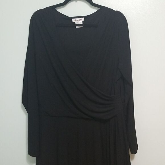 Serengeti modest, minimalist black mid length dress. Size XL. - Picture 1 of 5